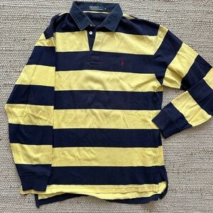 Polo by Ralph Lauren Men's Black and Yellow Striped Polo